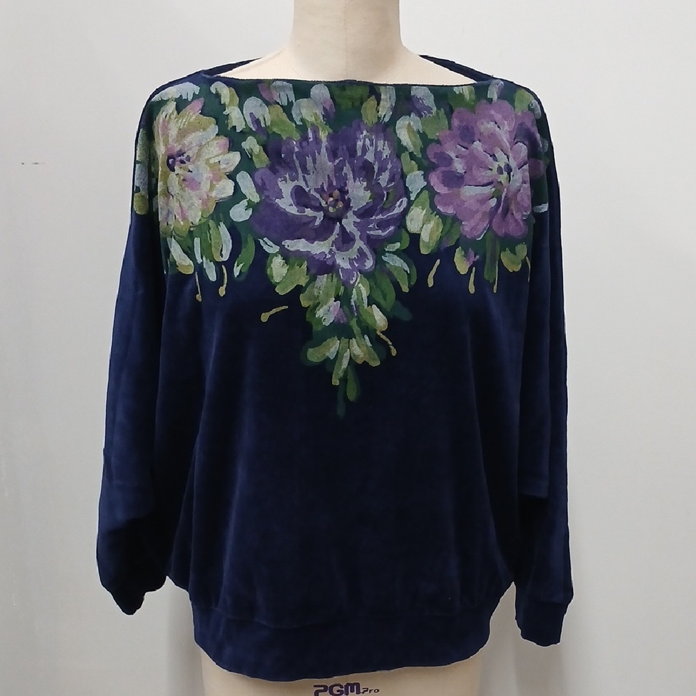Vintage Painted Velour Top 80's/90s Oversized Size M